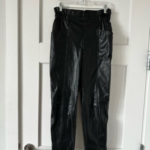 Madewell faux leather pull on paper bag pants